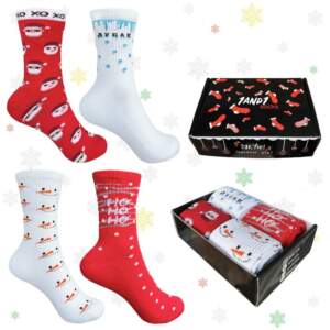 Christmas set from 1and1 of 4 pairs of insulated socks White and Red (women's)