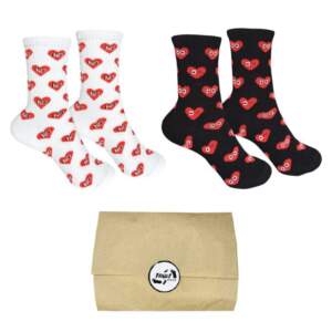 Set "WHITE & BLACK hearts" of 2 pairs of socks