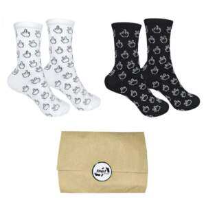 Set of 2 pairs of socks "White & Black fingers"